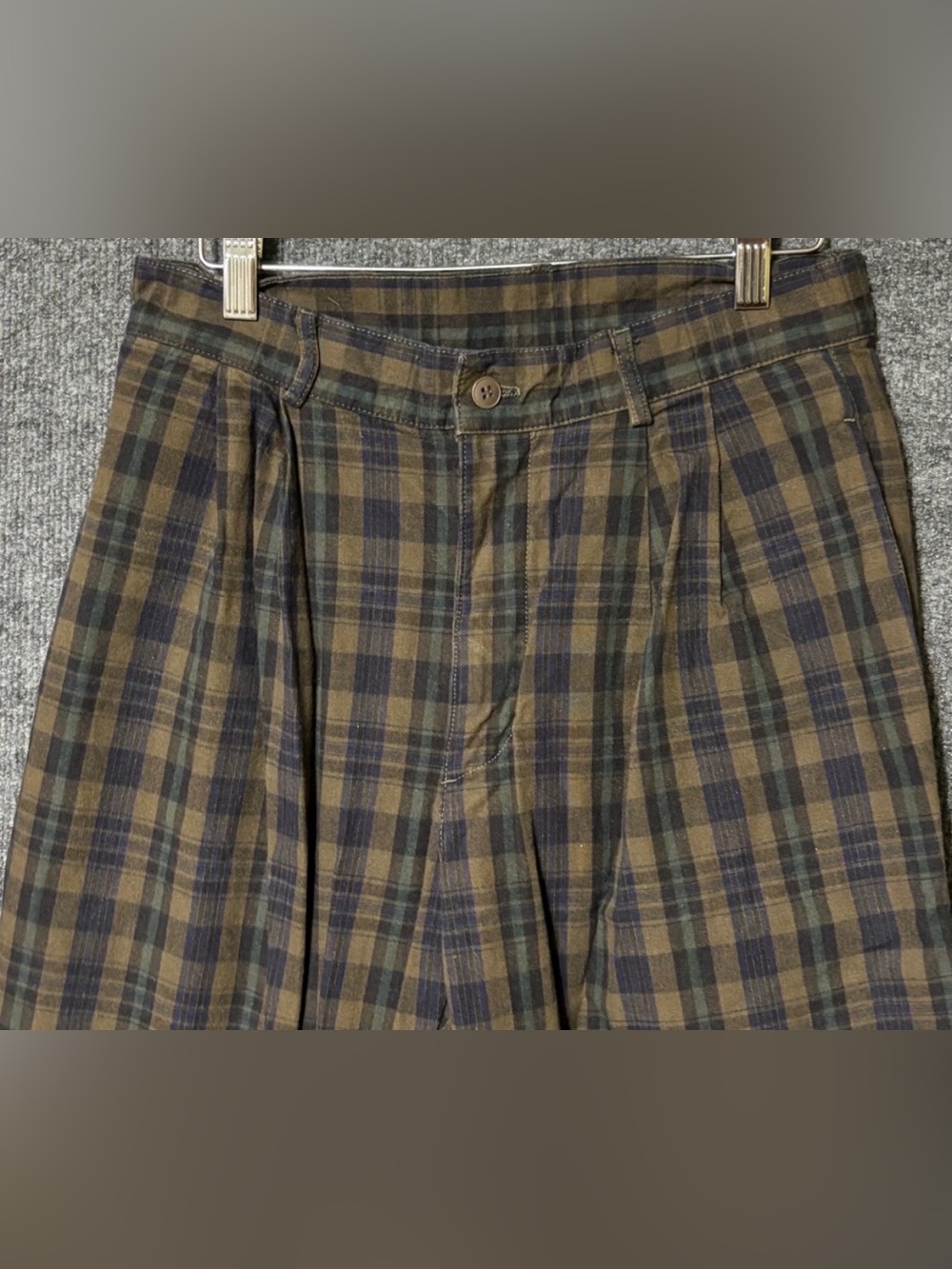 Vintage GAP Brown and Navy Plaid High-Rise Trousers - Picture 2 of 8